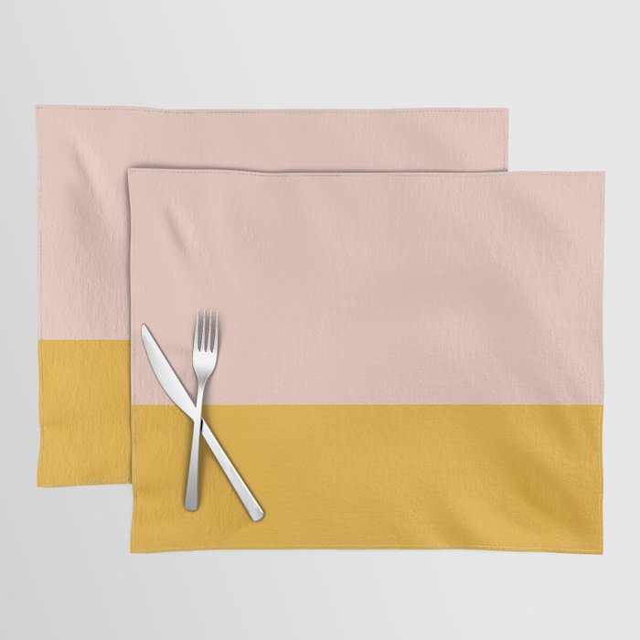 Color Block Blush Pink Mustard Yellow Placemat Gallery Image 1