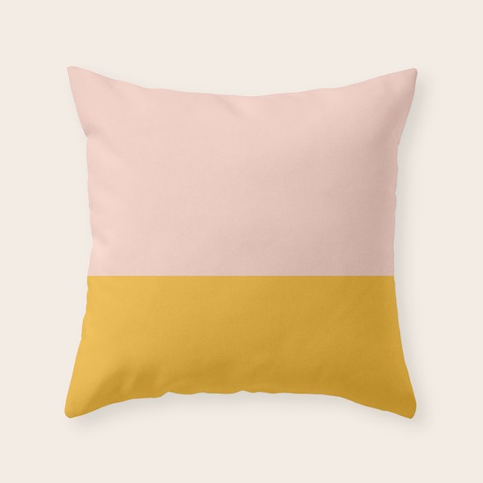 Color Block Blush Pink Mustard Yellow Throw Pillow Gallery Image 1