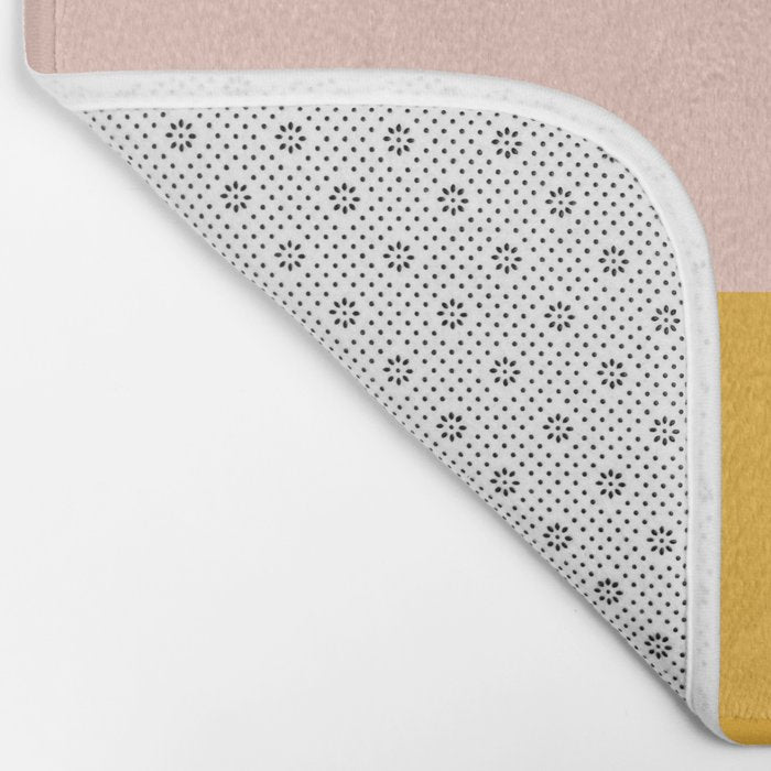 Color Block Blush Pink Mustard Yellow Bath Mat Gallery Image 2
