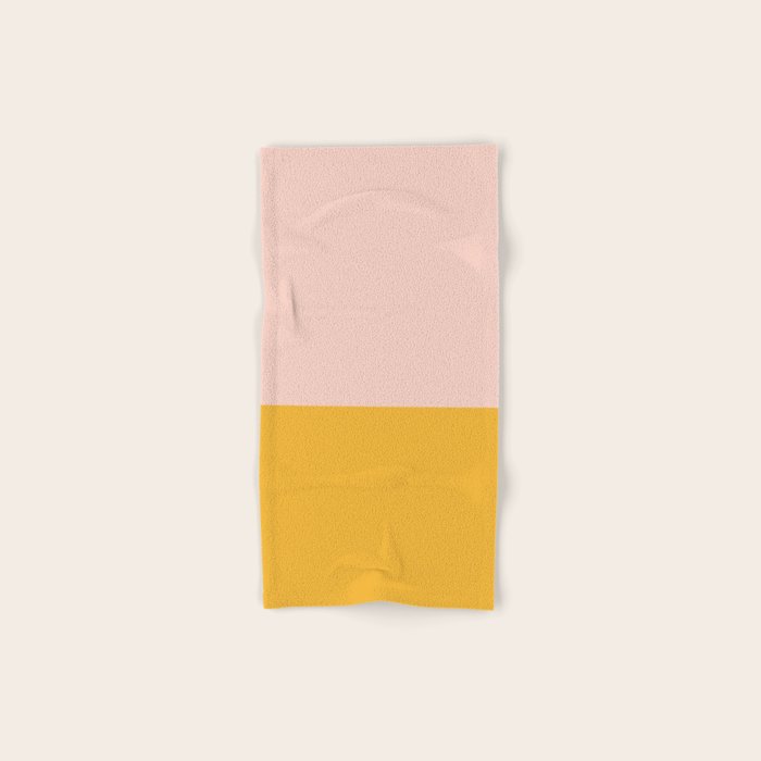 Color Block Blush Pink Mustard Yellow Bath Towel Gallery Image 1