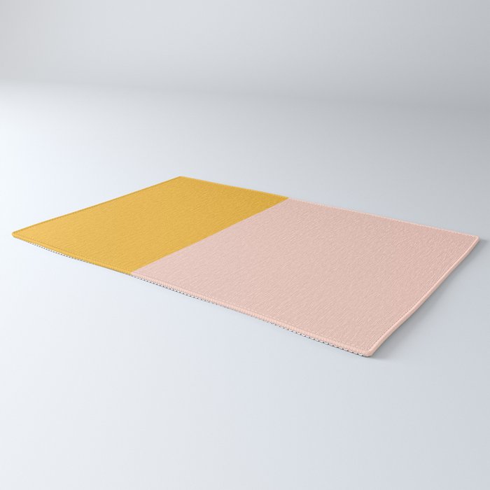 Color Block Blush Pink Mustard Yellow Rug Gallery Image 3