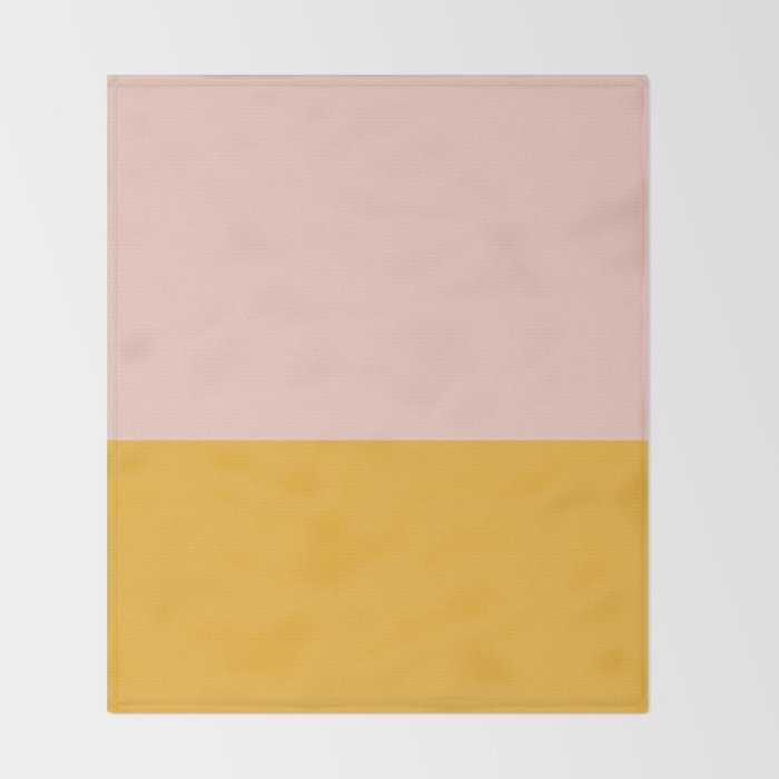 Color Block Blush Pink Mustard Yellow Throw Blanket Gallery Image 2