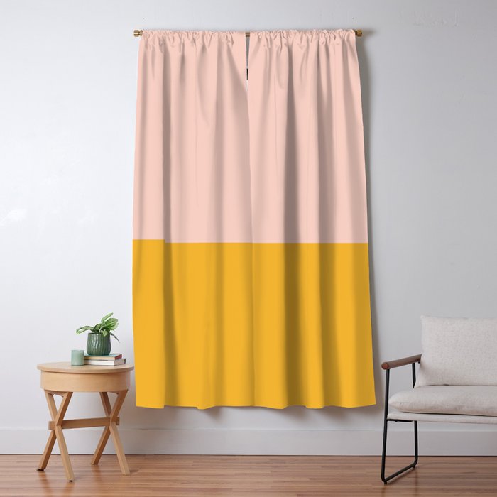 Color Block Blush Pink Mustard Yellow Window Curtain Gallery Image 5