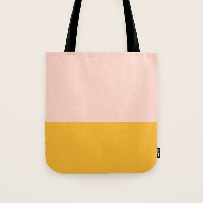 Color Block Blush Pink Mustard Yellow Tote Bag Gallery Image 1