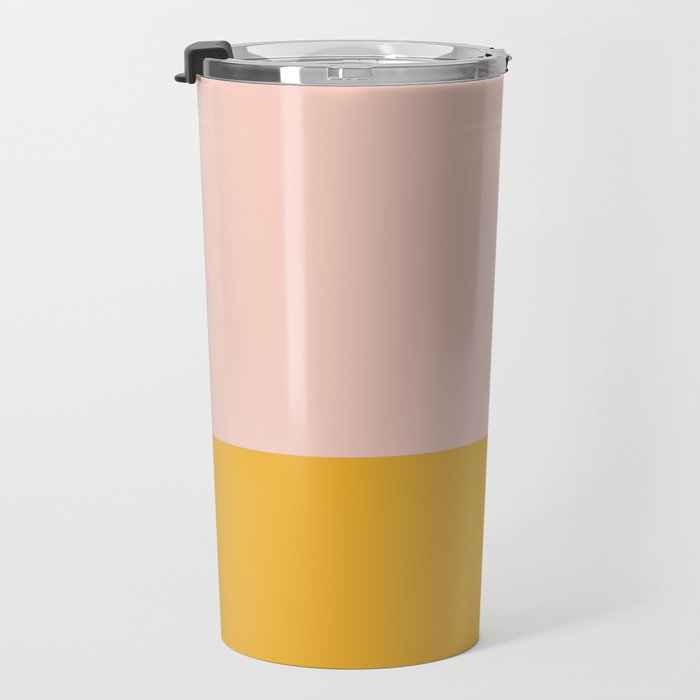 Color Block Blush Pink Mustard Yellow Travel Mug Gallery Image 3