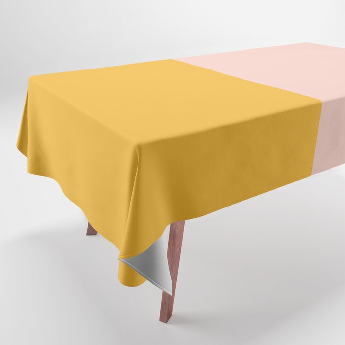 Color Block Blush Pink Mustard Yellow Tablecloth Gallery Image 1