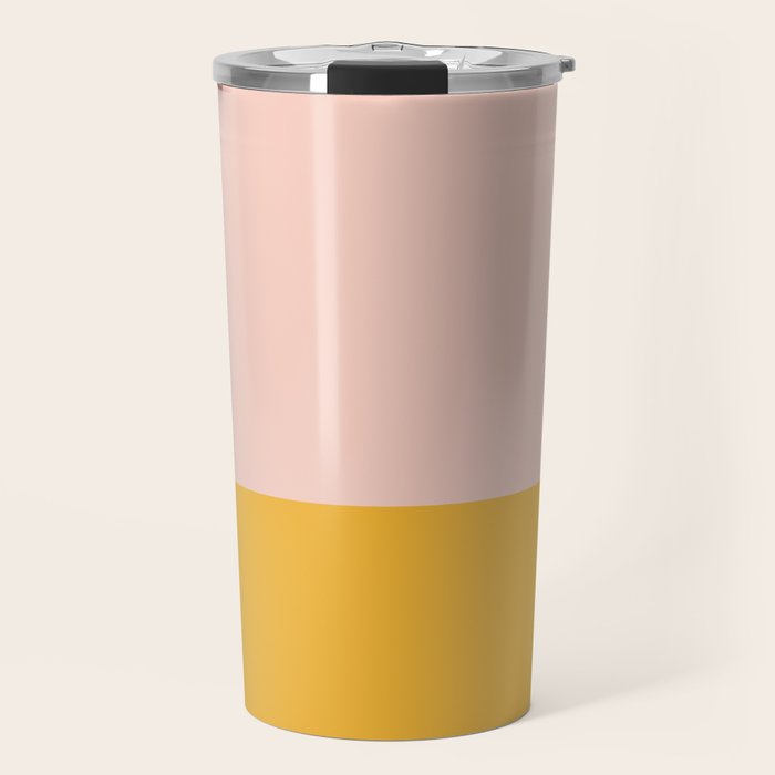 Color Block Blush Pink Mustard Yellow Travel Mug Gallery Image 1
