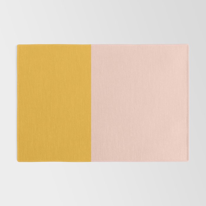Color Block Blush Pink Mustard Yellow Rug Gallery Image 2