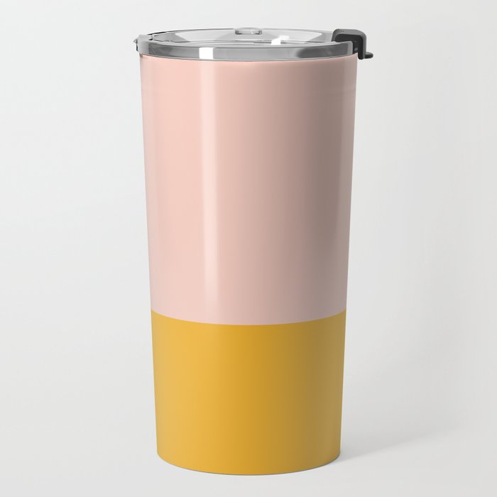 Color Block Blush Pink Mustard Yellow Travel Mug Gallery Image 2
