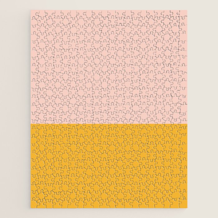 Color Block Blush Pink Mustard Yellow Jigsaw Puzzle Gallery Image 1