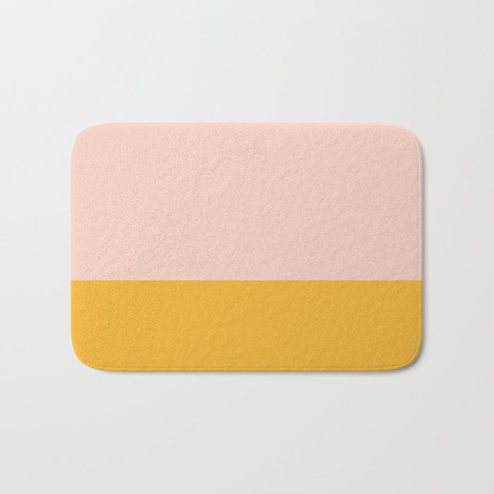 Color Block Blush Pink Mustard Yellow Bath Mat Gallery Image 1