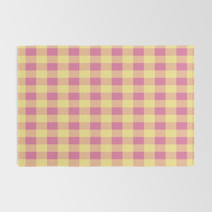 Gingham Large Pink Orange Yellow Rug Gallery Image 2