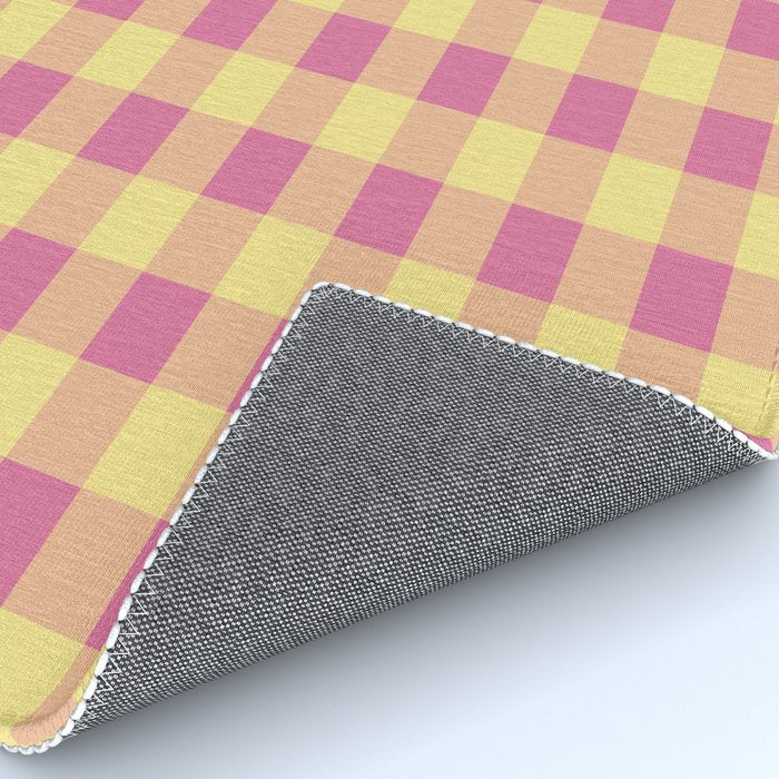 Gingham Large Pink Orange Yellow Rug Gallery Image 4