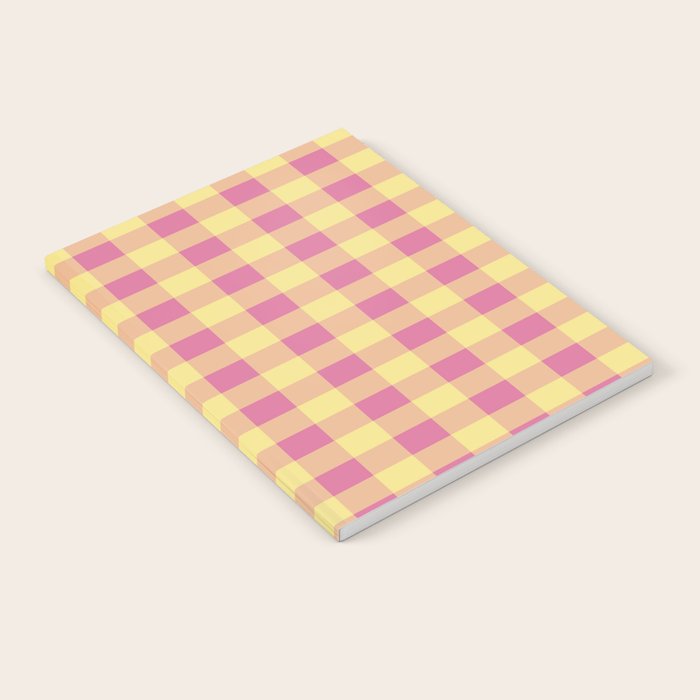 Gingham Large Pink Orange Yellow Notebook Gallery Image 1