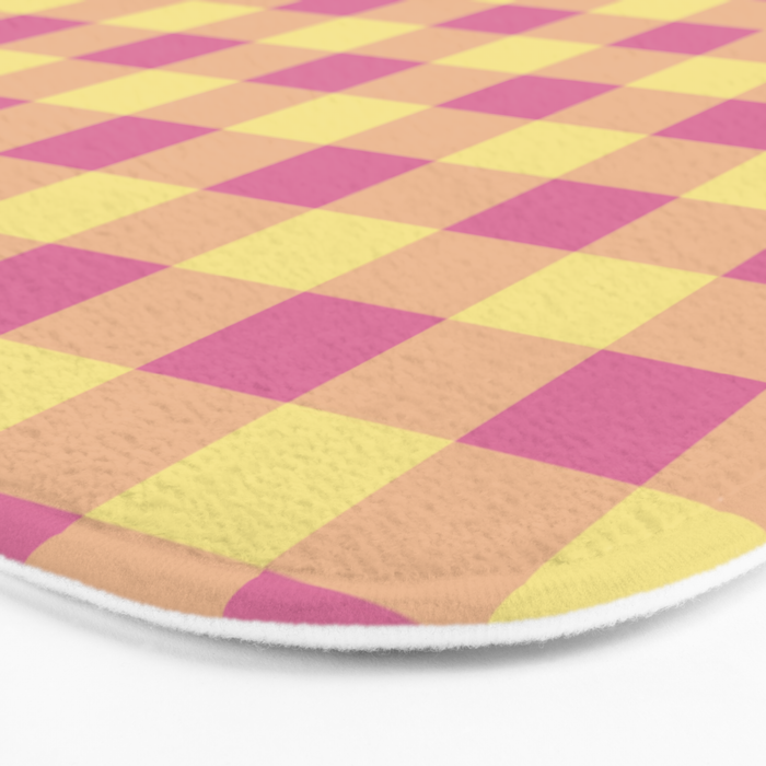 Gingham Large Pink Orange Yellow Bath Mat Gallery Image 3