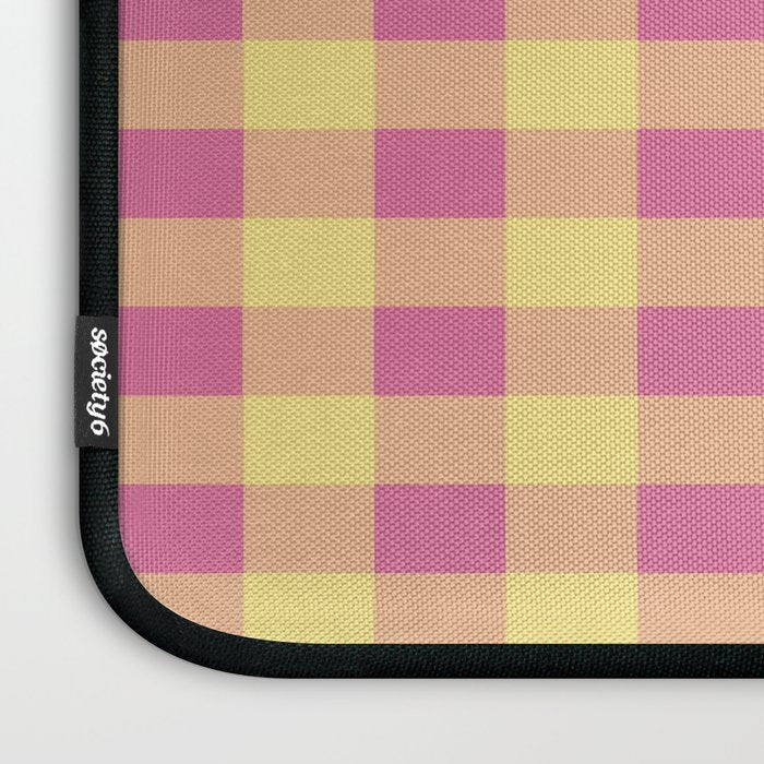Gingham Large Pink Orange Yellow Laptop Sleeve Gallery Image 3
