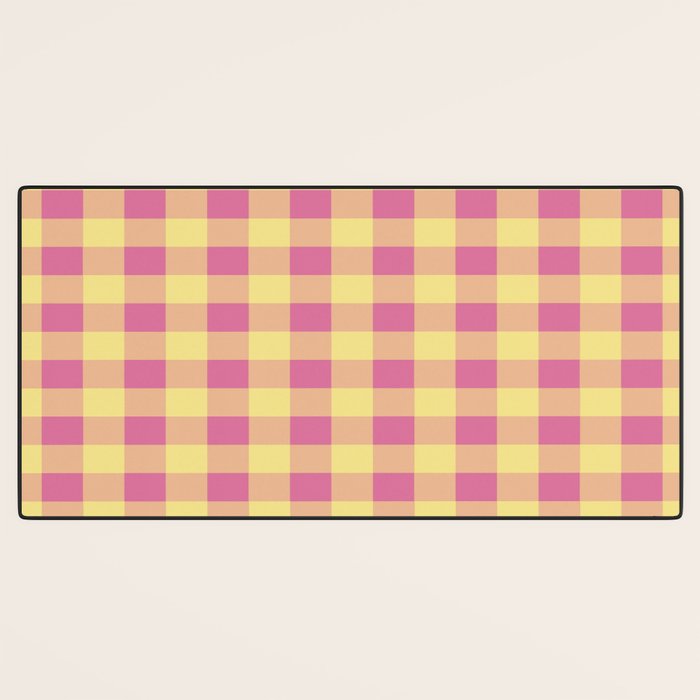 Gingham Large Pink Orange Yellow Desk Mat Gallery Image 3