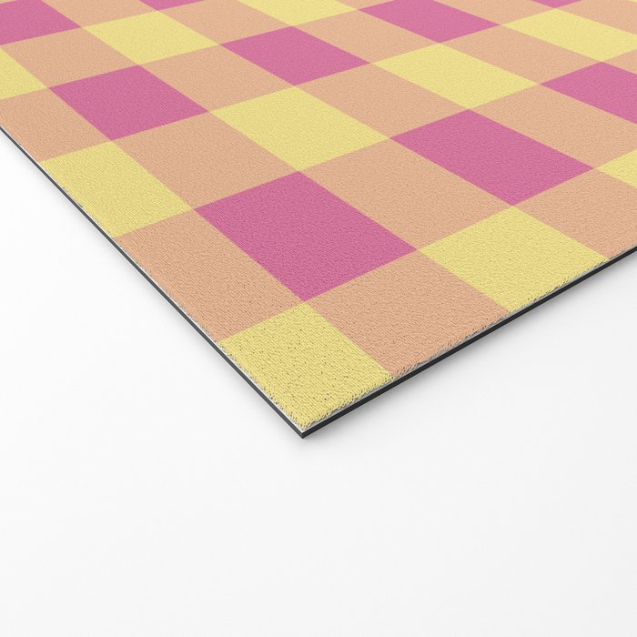 Gingham Large Pink Orange Yellow Welcome Mat Gallery Image 2