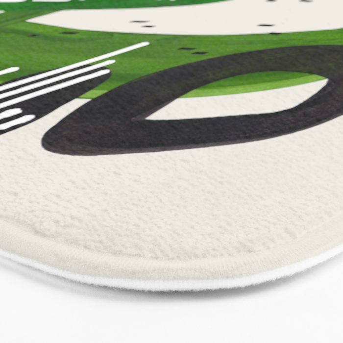 Fun Mid Century Modern Abstract Minimalist Olive Green Rings Grey Black Accent Bath Mat Gallery Image 3