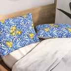 Blue Italian majolica baroque lemon art Pillow Sham Gallery Image 2