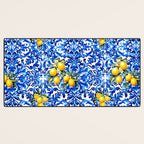 Blue Italian majolica baroque lemon art Desk Mat Gallery Image 3