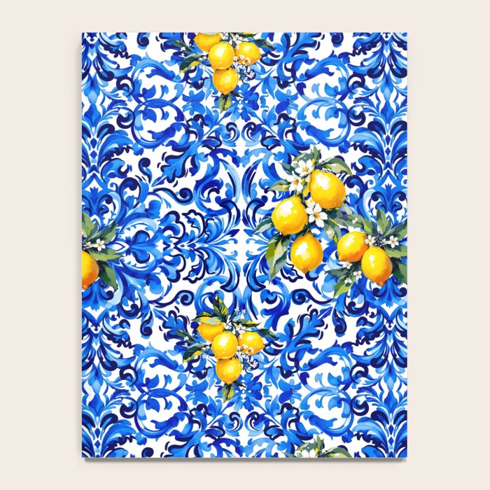 Blue Italian majolica baroque lemon art Notebook Gallery Image 4