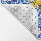 Blue Italian majolica baroque lemon art Bath Mat Gallery Image 2
