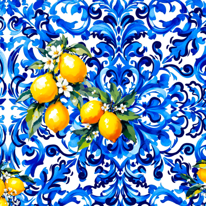 Blue Italian majolica baroque lemon art Coffee Mug Gallery Image 2
