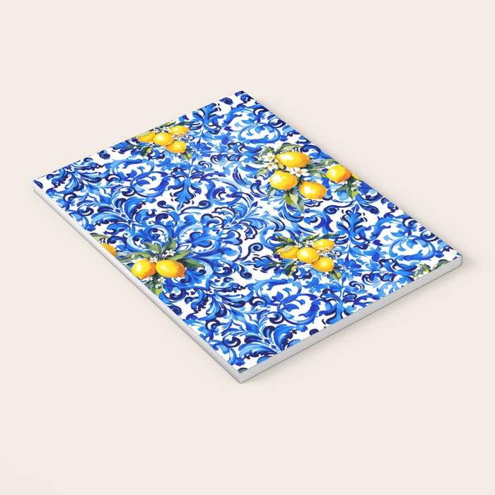 Blue Italian majolica baroque lemon art Notebook Gallery Image 3