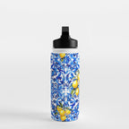 Blue Italian majolica baroque lemon art Water Bottle Gallery Image 3