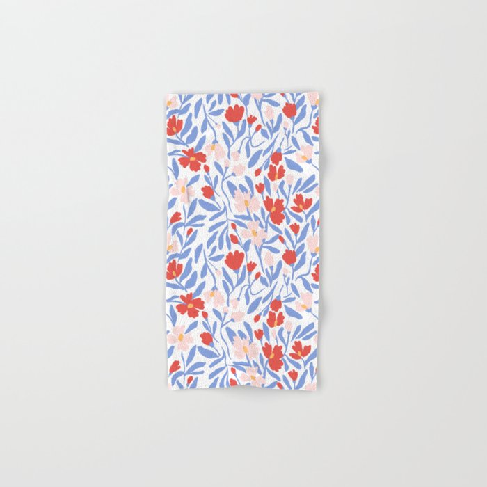 Blue and Orange vibrant bold flowers Bath Towel Gallery Image 1