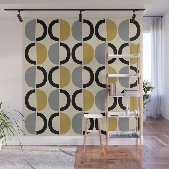 Mid Century Modern Half Circle Pattern 581 Winter Wall Mural Gallery Image 1