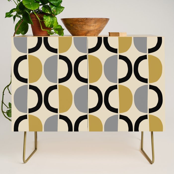 Mid Century Modern Half Circle Pattern 581 Winter Credenza Gallery Image 1