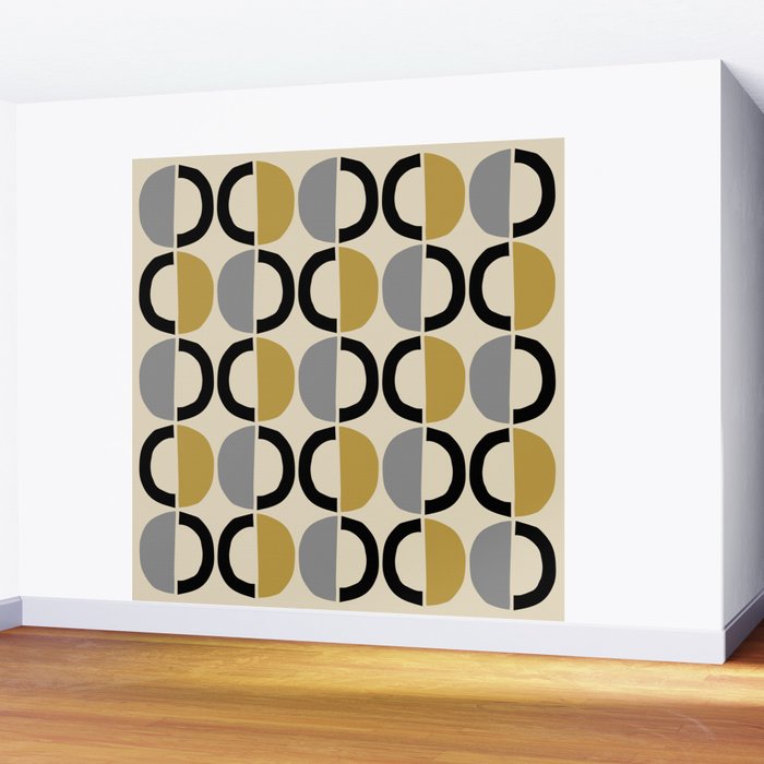 Mid Century Modern Half Circle Pattern 581 Winter Wall Mural Gallery Image 2