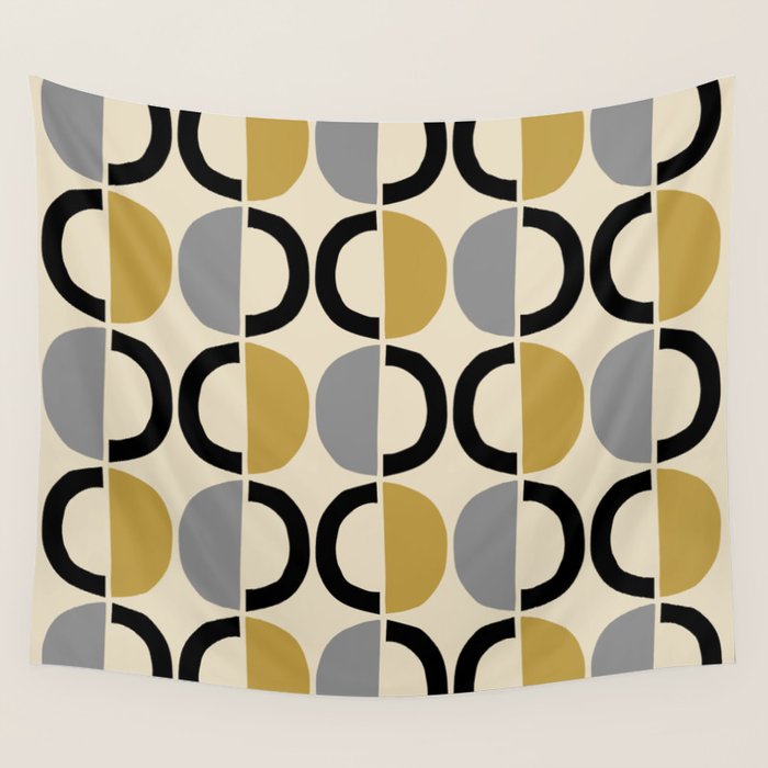 Mid Century Modern Half Circle Pattern 581 Winter Wall Tapestry Gallery Image 4