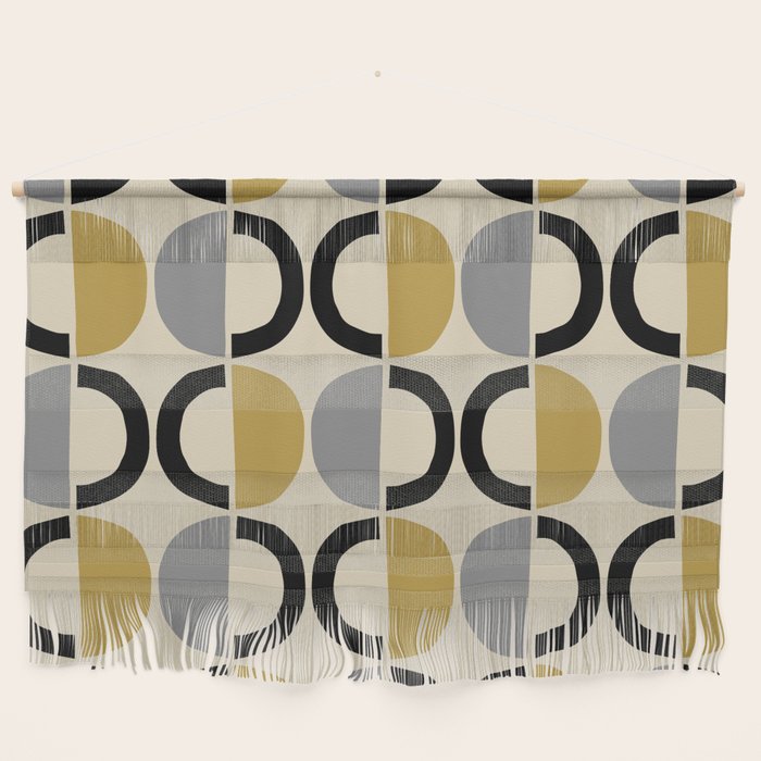 Mid Century Modern Half Circle Pattern 581 Winter Wall Hanging Gallery Image 1