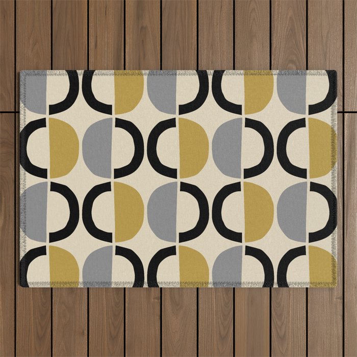 Mid Century Modern Half Circle Pattern 581 Winter Outdoor Rug Gallery Image 1