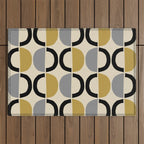 Mid Century Modern Half Circle Pattern 581 Winter Outdoor Rug Gallery Image 1