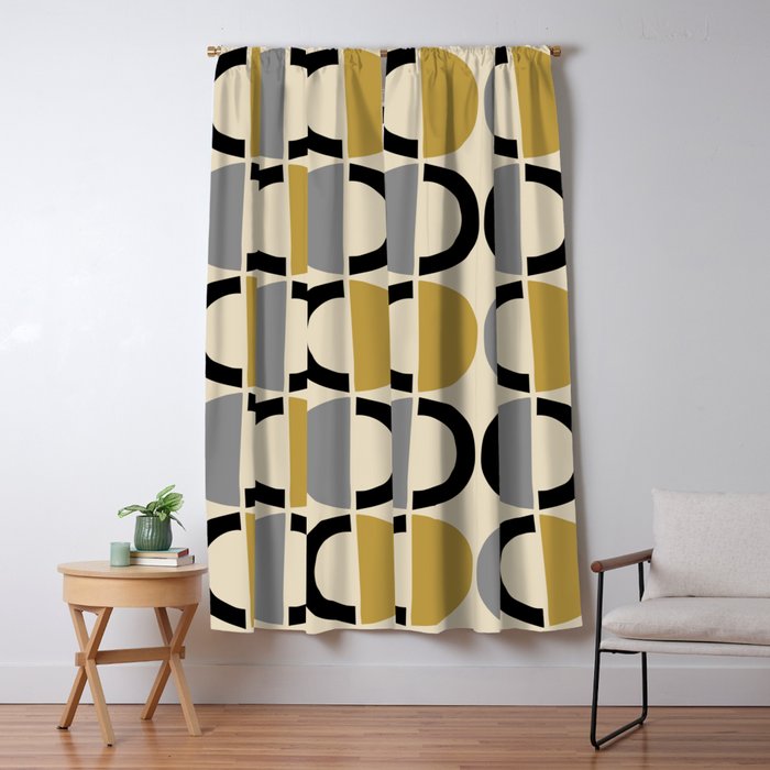 Mid Century Modern Half Circle Pattern 581 Winter Window Curtain Gallery Image 1