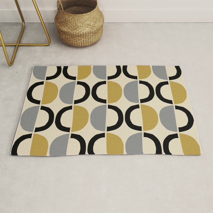 Mid Century Modern Half Circle Pattern 581 Winter Rug Gallery Image 1
