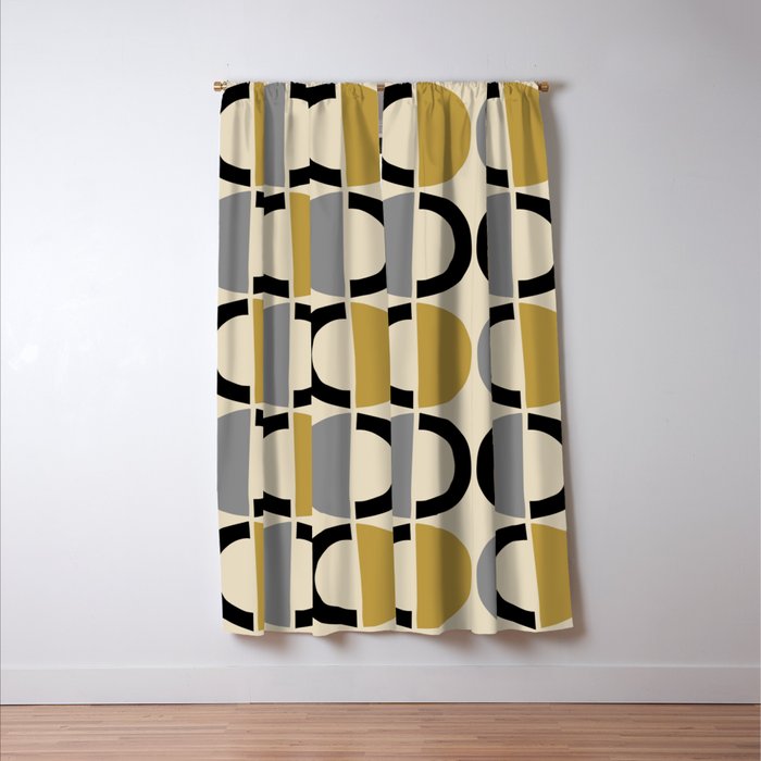 Mid Century Modern Half Circle Pattern 581 Winter Window Curtain Gallery Image 3
