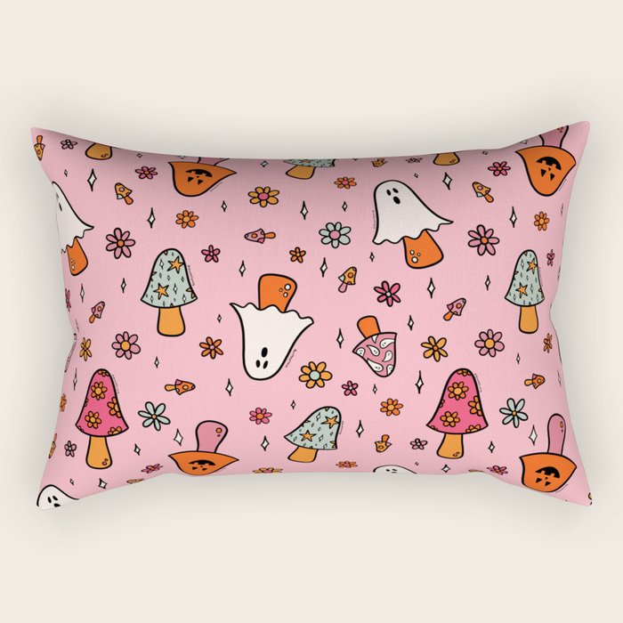 Spooky Mushroom Print Rectangular Pillow Gallery Image 1