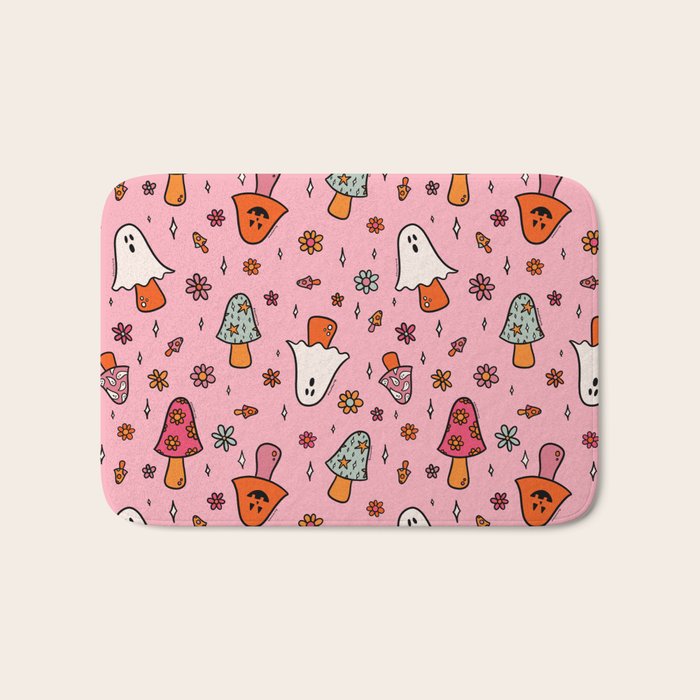 Spooky Mushroom Print Bath Mat Gallery Image 1