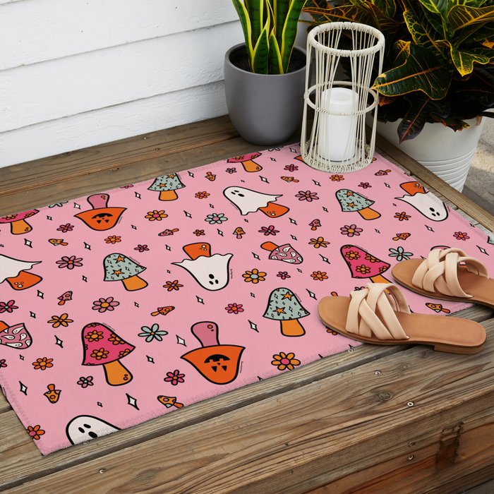 Spooky Mushroom Print Outdoor Rug Gallery Image 2