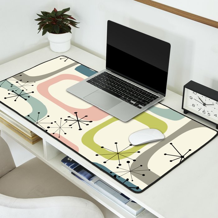 Mid Century Modern Shapes #society6 #buyart Desk Mat Gallery Image 2