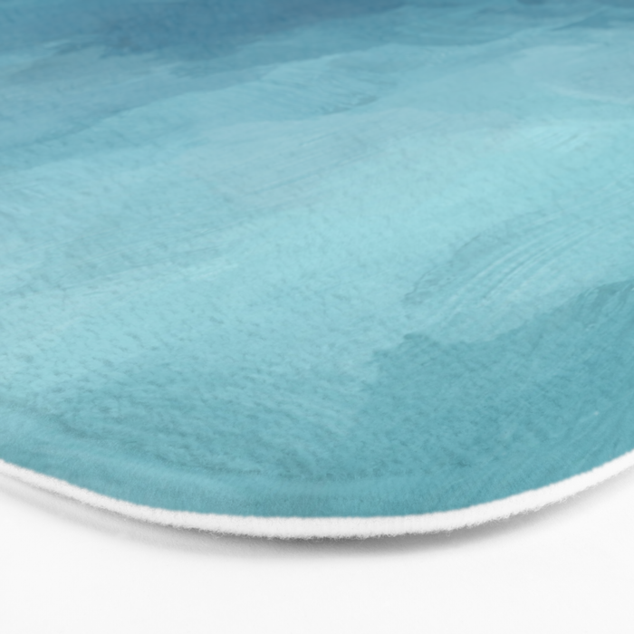 Underwater Bliss - Aqua Blue Turquoise Navy Sea Deep Ocean Minimal Abstract Nature Painting Art Bath Mat Gallery Image 3