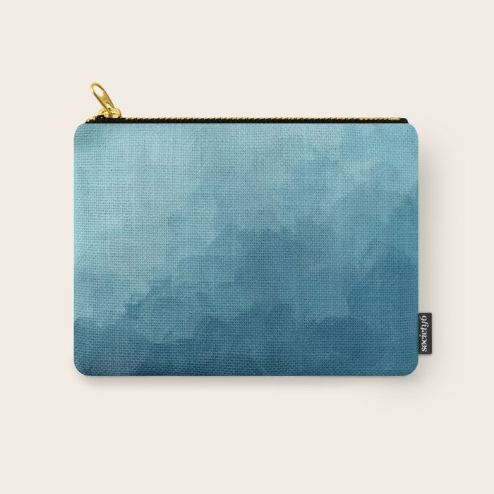 Underwater Bliss - Aqua Blue Turquoise Navy Sea Deep Ocean Minimal Abstract Nature Painting Art Carry All Pouch Gallery Image 1