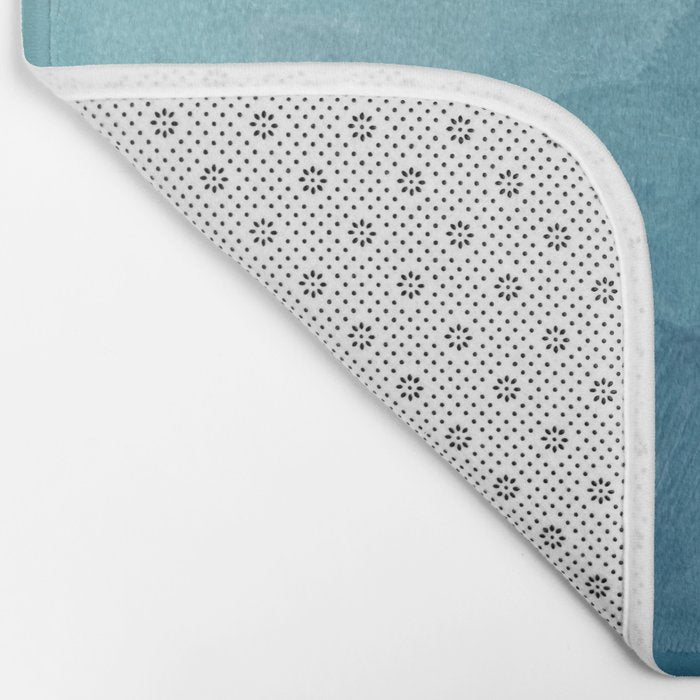 Underwater Bliss - Aqua Blue Turquoise Navy Sea Deep Ocean Minimal Abstract Nature Painting Art Bath Mat Gallery Image 2