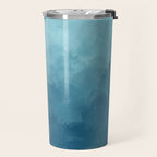 Underwater Bliss - Aqua Blue Turquoise Navy Sea Deep Ocean Minimal Abstract Nature Painting Art Travel Mug Gallery Image 2