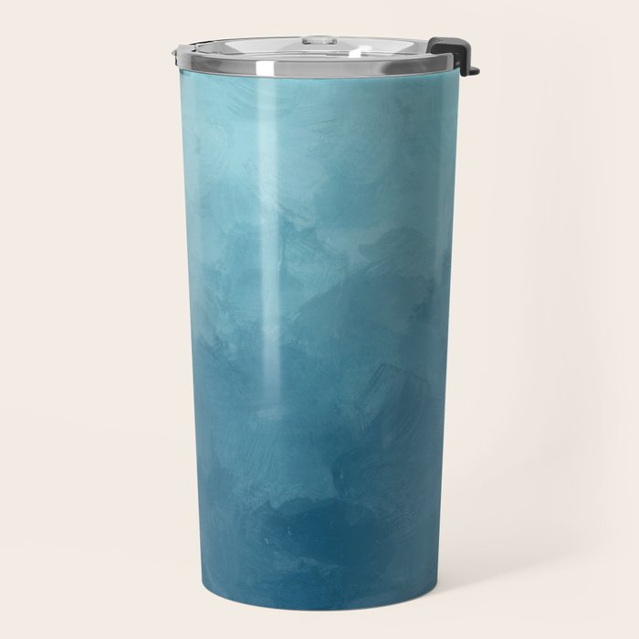 Underwater Bliss - Aqua Blue Turquoise Navy Sea Deep Ocean Minimal Abstract Nature Painting Art Travel Mug Gallery Image 2